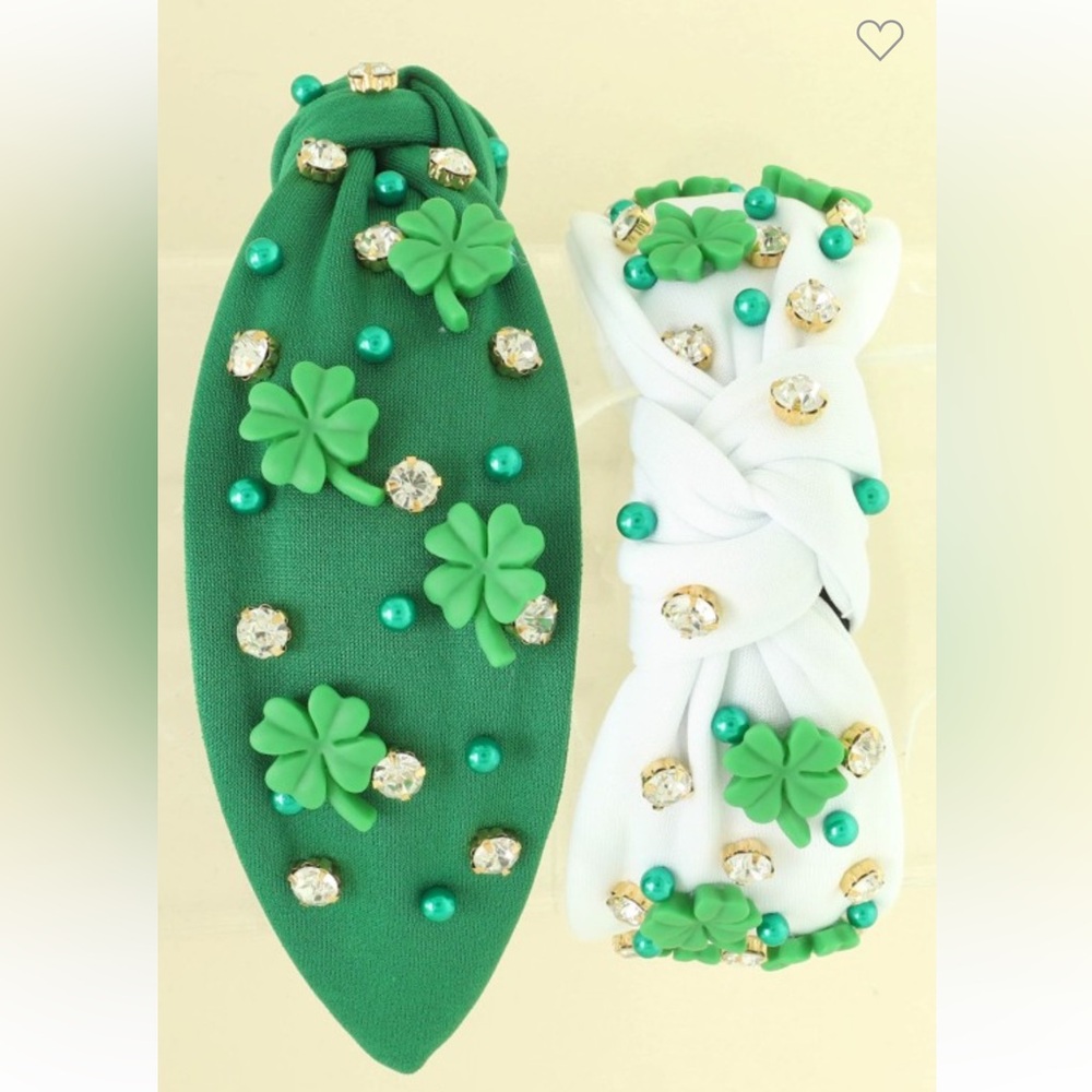 920. St paddy’s top knot green headband